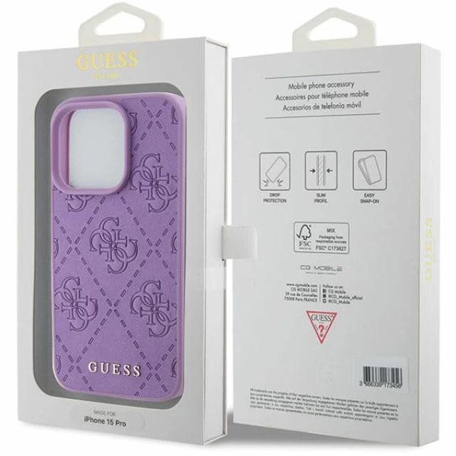 Чохол Guess Leather 4G Stamped для iPhone 15 Pro Max Light Purple (GUHCP15XP4EPMU)