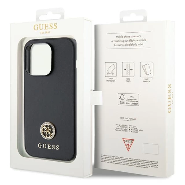 Чехол Guess Strass Metal Logo для iPhone 13 Pro Black (GUHCP13LPS4DGPK)