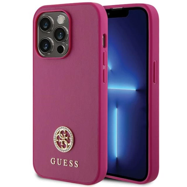 Чехол Guess Strass Metal Logo для iPhone 15 Pro Max Pink (GUHCP15XPS4DGPP)