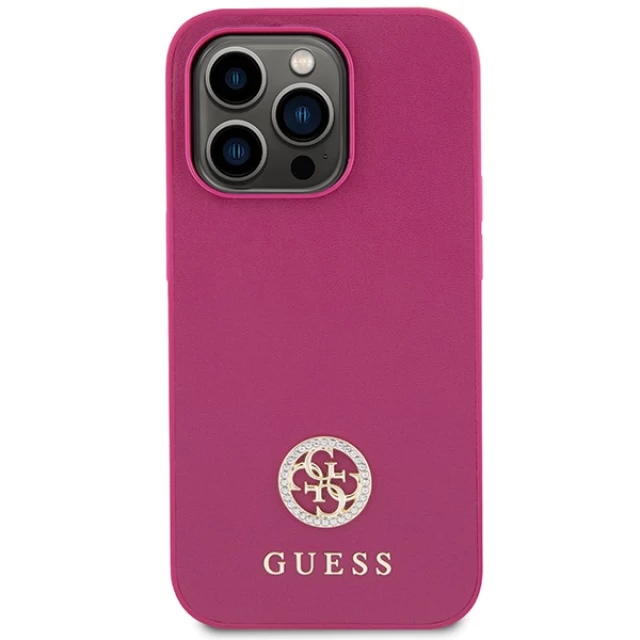 Чехол Guess Strass Metal Logo для iPhone 15 Pro Max Pink (GUHCP15XPS4DGPP)