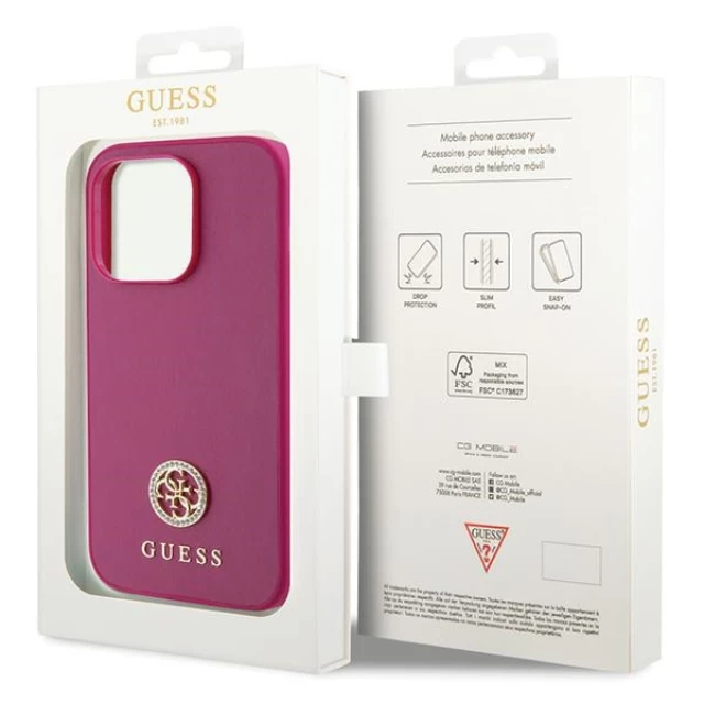 Чохол Guess Strass Metal Logo для iPhone 15 Pro Max Pink (GUHCP15XPS4DGPP)