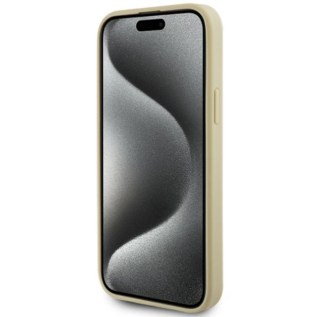 Чехол Guess Leather 4G Metal Logo Strass для iPhone 15 Gold (GUHCP15SPS4DGPD)