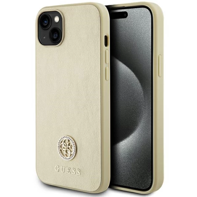 Чохол Guess Strass Metal Logo для iPhone 15 Plus Gold (GUHCP15MPS4DGPD)