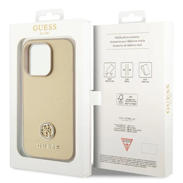 Чехол Guess Strass Metal Logo для iPhone 15 Pro Max Gold (GUHCP15XPS4DGPD)