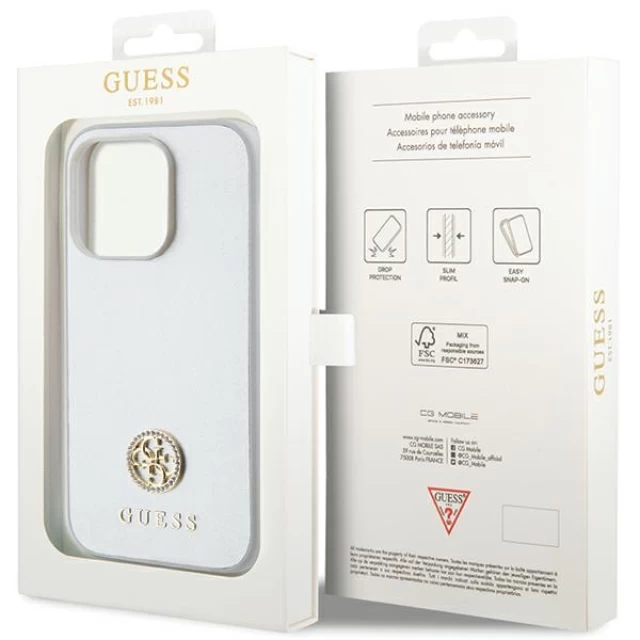 Чехол Guess Strass Metal Logo для iPhone 15 Pro Max Silver (GUHCP15XPS4DGPS)