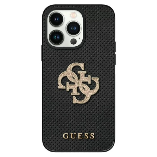 Чехол Guess Perforated 4G Glitter Logo для iPhone 15 Black (GUHCP15SPSP4LGK)