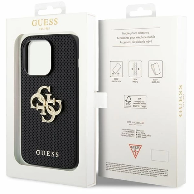 Чохол Guess Perforated 4G Glitter Logo для iPhone 15 Pro Max Black (GUHCP15XPSP4LGK)