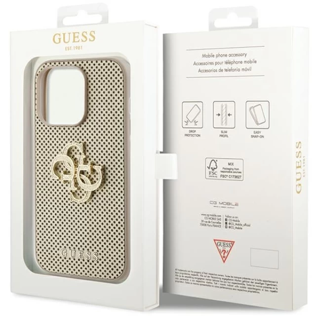 Чехол Guess Perforated 4G Glitter Logo для iPhone 15 Pro Gold (GUHCP15LPSP4LGD)