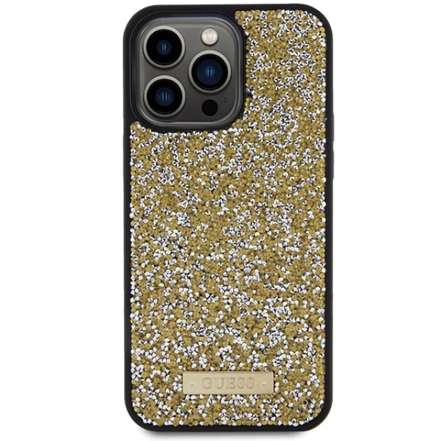 Чехол Guess Rhinestone Metal Logo для iPhone 15 Pro Max Yellow (GUHCP15XPFGSBSD)