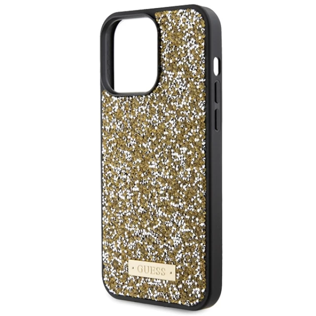 Чехол Guess Rhinestone Metal Logo для iPhone 15 Pro Max Yellow (GUHCP15XPFGSBSD)