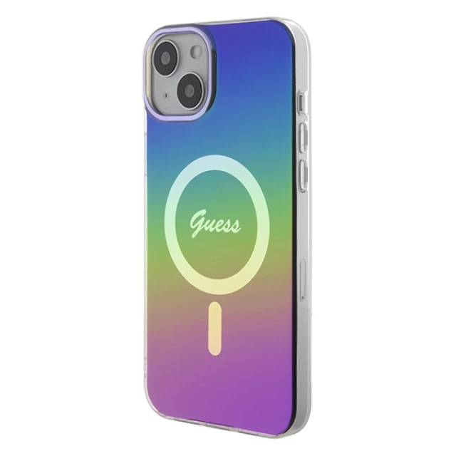 Чехол Guess IML Iridescent для iPhone 15 Rainbow with MagSafe (GUHMP15SHITSK)