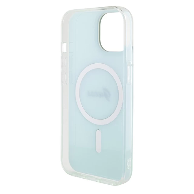 Чехол Guess IML Iridescent для iPhone 15 Turquoise with MagSafe (GUHMP15SHITSQ)