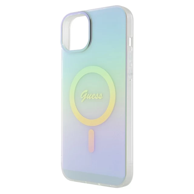 Чохол Guess IML Iridescent для iPhone 15 Plus Turquoise with MagSafe (GUHMP15MHITSQ)
