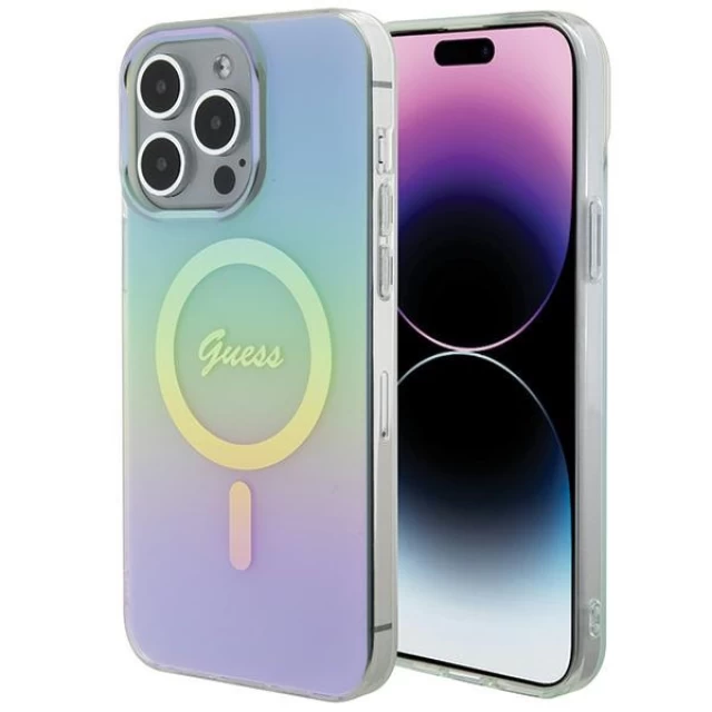 Чохол Guess IML Iridescent для iPhone 15 Pro Turquoise with MagSafe (GUHMP15LHITSQ)