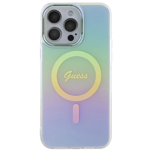 Чехол Guess IML Iridescent для iPhone 15 Pro Turquoise with MagSafe (GUHMP15LHITSQ)