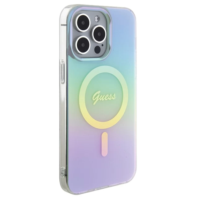 Чохол Guess IML Iridescent для iPhone 15 Pro Turquoise with MagSafe (GUHMP15LHITSQ)