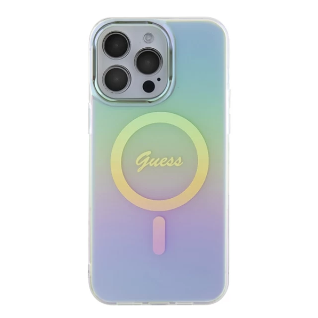 Чохол Guess IML Iridescent для iPhone 15 Pro Max Turquoise with MagSafe (GUHMP15XHITSQ)
