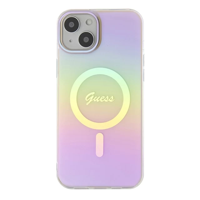 Чехол Guess IML Iridescent для iPhone 15 Plus Pink with MagSafe (GUHMP15MHITSP)