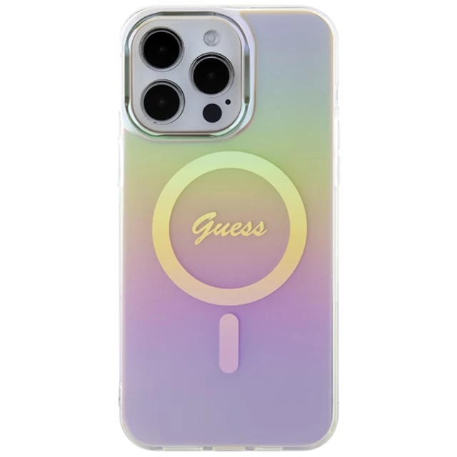 Чохол Guess IML Iridescent для iPhone 15 Pro Pink with MagSafe (GUHMP15LHITSP)