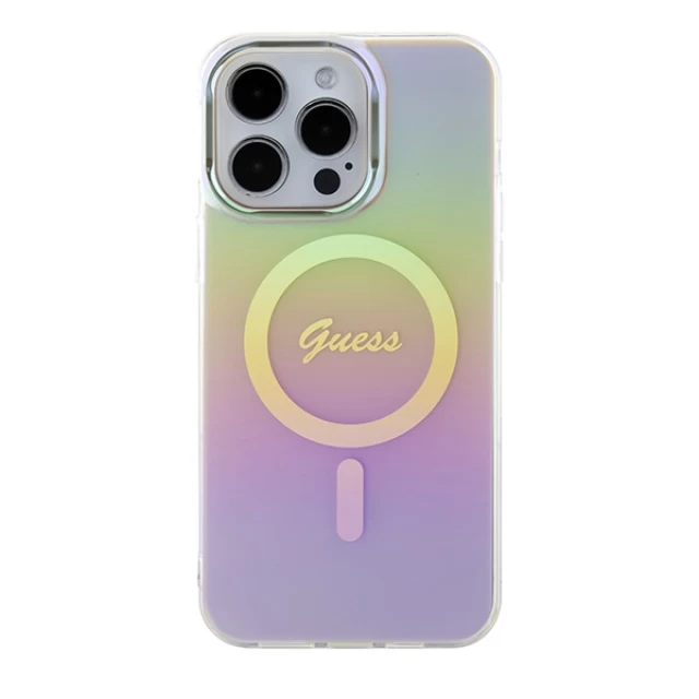 Чохол Guess IML Iridescent для iPhone 15 Pro Max Pink with MagSafe (GUHMP15XHITSP)