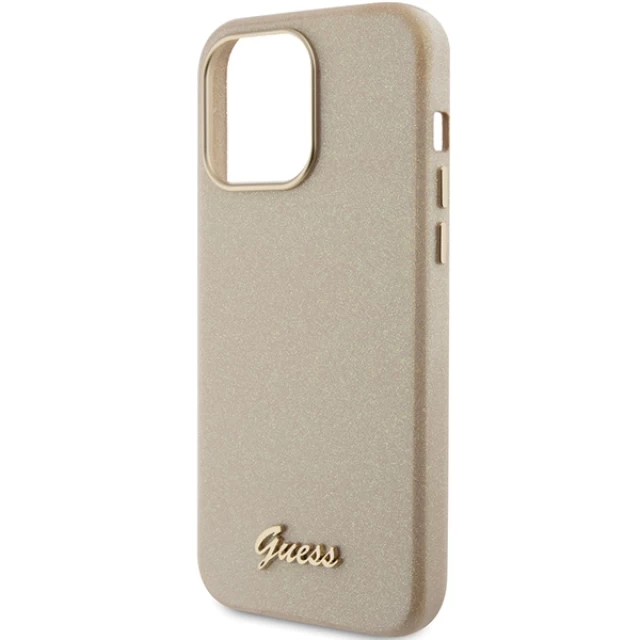 Чехол Guess Glitter Glossy Script для iPhone 15 Pro Light Gold (GUHCP15LPGMCSD)