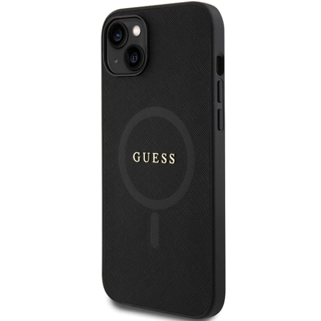 Чохол Guess Saffiano для iPhone 15 Black with MagSafe (GUHMP15SPSAHMCK)