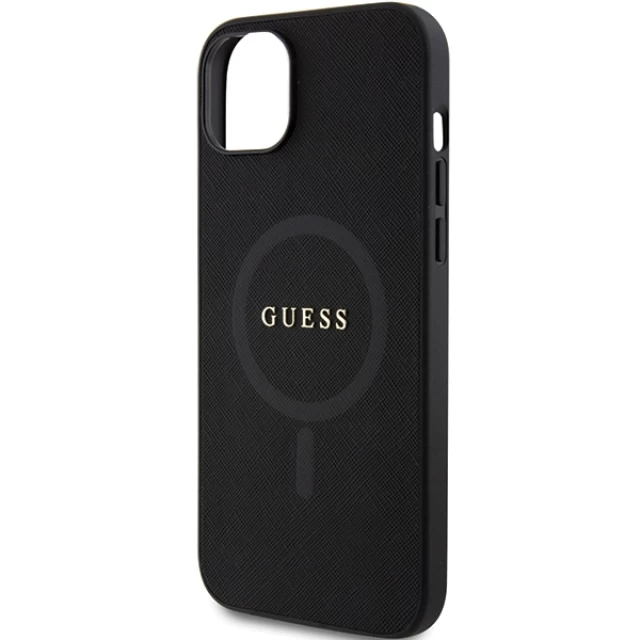 Чохол Guess Saffiano для iPhone 15 Black with MagSafe (GUHMP15SPSAHMCK)