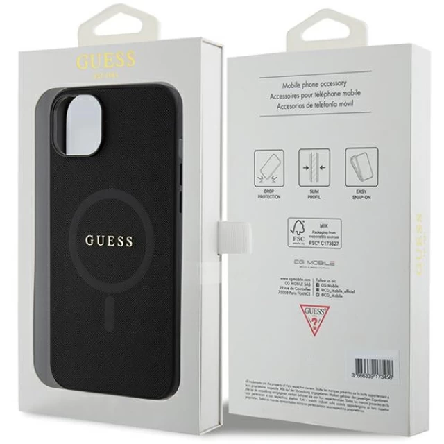 Чехол Guess Saffiano для iPhone 15 Plus Black with MagSafe (GUHMP15MPSAHMCK)