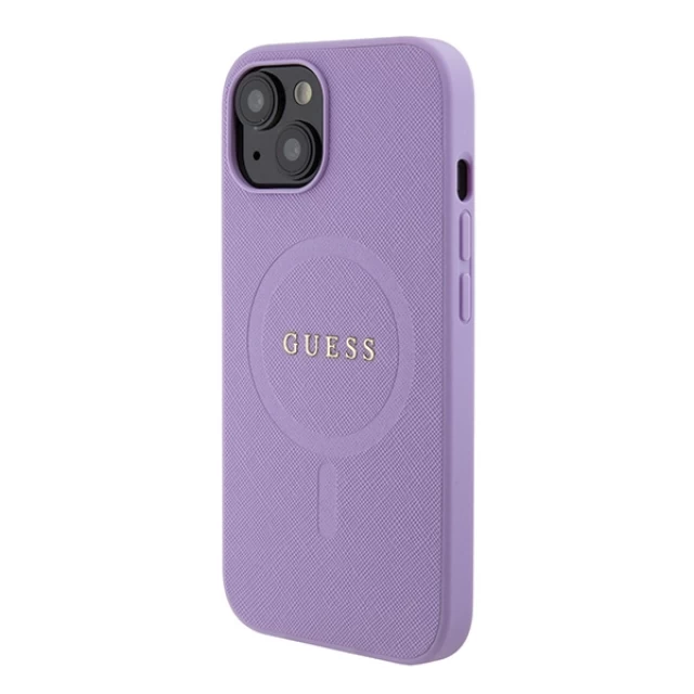 Чехол Guess Saffiano для iPhone 15 Purple with MagSafe (GUHMP15SPSAHMCU)