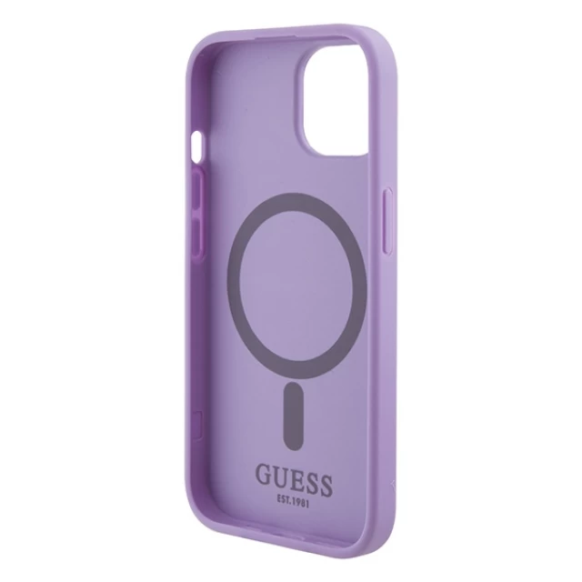 Чехол Guess Saffiano для iPhone 15 Plus Purple with MagSafe (GUHMP15MPSAHMCU)