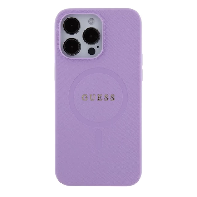 Чохол Guess Saffiano для iPhone 15 Pro Purple with MagSafe (GUHMP15LPSAHMCU)