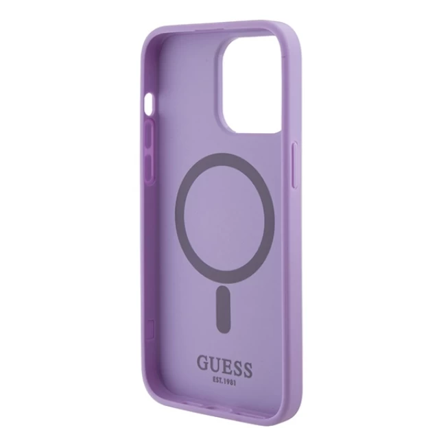 Чехол Guess Saffiano для iPhone 15 Pro Purple with MagSafe (GUHMP15LPSAHMCU)
