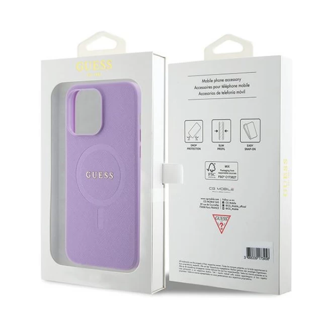 Чехол Guess Saffiano для iPhone 15 Pro Max Purple with MagSafe (GUHMP15XPSAHMCU)