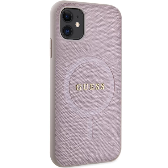 Чохол Guess Saffiano для iPhone 11 | XR Pink with MagSafe (GUHMN61PSAHMCP)