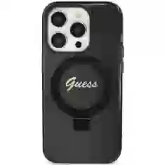 Чохол Guess Ring Stand Script Glitter для iPhone 12 | 12 Pro Black with MagSafe (GUHMP12MHRSGSK)