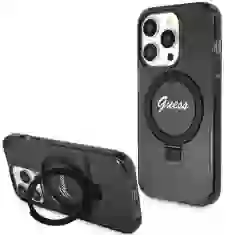 Чохол Guess Ring Stand Script Glitter для iPhone 15 Pro Max Black with MagSafe (GUHMP15XHRSGSK)