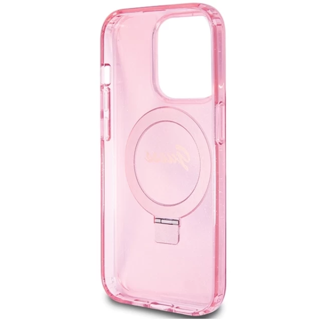 Чехол Guess Ring Stand Script Glitter для iPhone 15 Pro Max Pink with MagSafe (GUHMP15XHRSGSP)