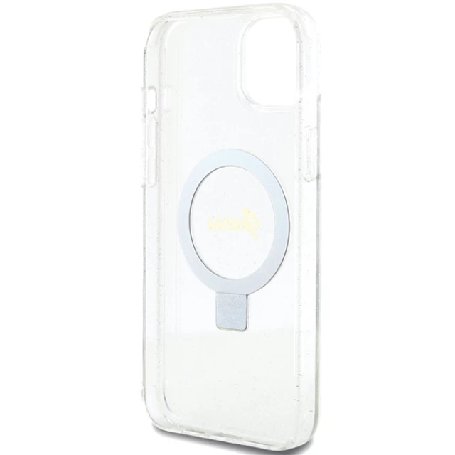 Чехол Guess Ring Stand Script Glitter для iPhone 15 Plus Transparent with MagSafe (GUHMP15MHRSGSD)