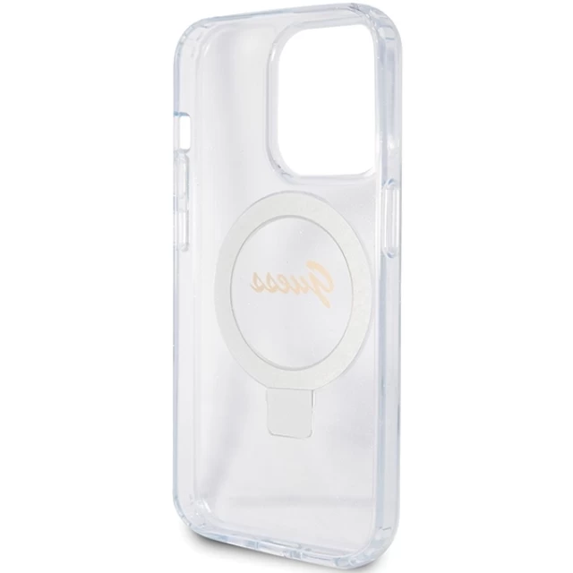 Чохол Guess Ring Stand Script Glitter для iPhone 15 Pro Max Transparent with MagSafe (GUHMP15XHRSGSD)