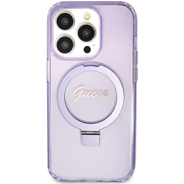Чехол Guess Ring Stand Script Glitter для iPhone 11 | XR Purple with MagSafe (GUHMN61HRSGSU)