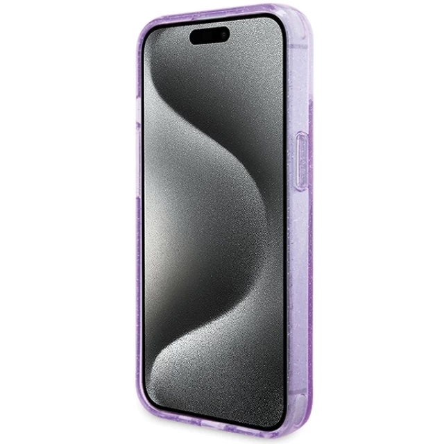 Чехол Guess Ring Stand Script Glitter для iPhone 15 Plus Purple with MagSafe (GUHMP15MHRSGSU)