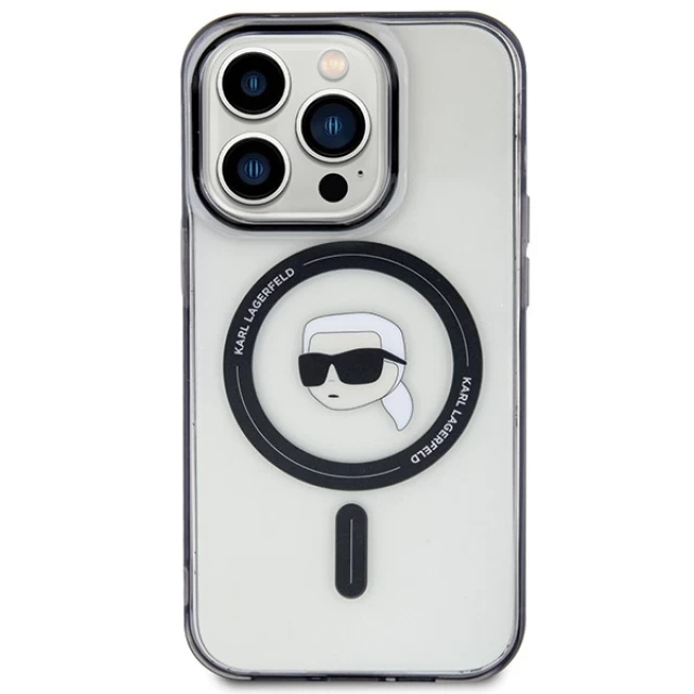 Чохол Karl Lagerfeld IML Karl`s Head для iPhone 15 Pro Transparent with MagSafe (KLHMP15LHKHNOTK)