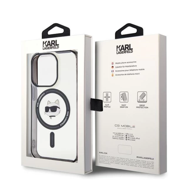 Чехол Karl Lagerfeld IML Choupette`s Head для iPhone 15 Pro Transparent with MagSafe (KLHMP15LHCHNOTK)