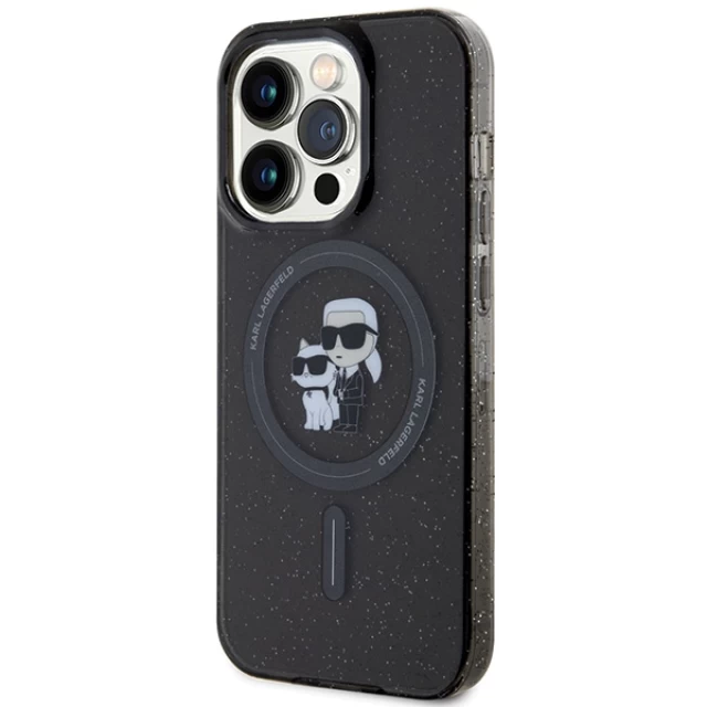 Чехол Karl Lagerfeld Karl&Choupette Glitter для iPhone 15 Pro Black with MagSafe (KLHMP15LHGKCNOK)