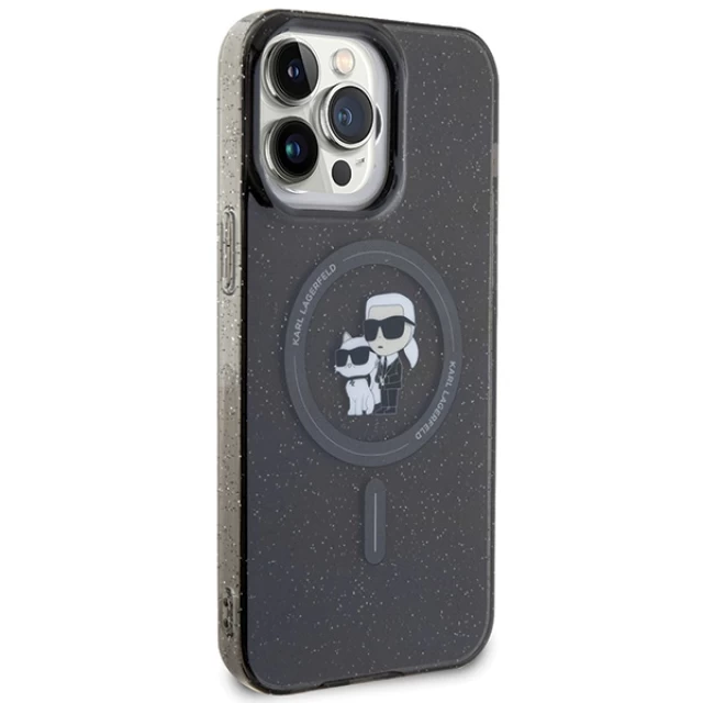 Чехол Karl Lagerfeld Karl&Choupette Glitter для iPhone 15 Pro Max Black with MagSafe (KLHMP15XHGKCNOK)