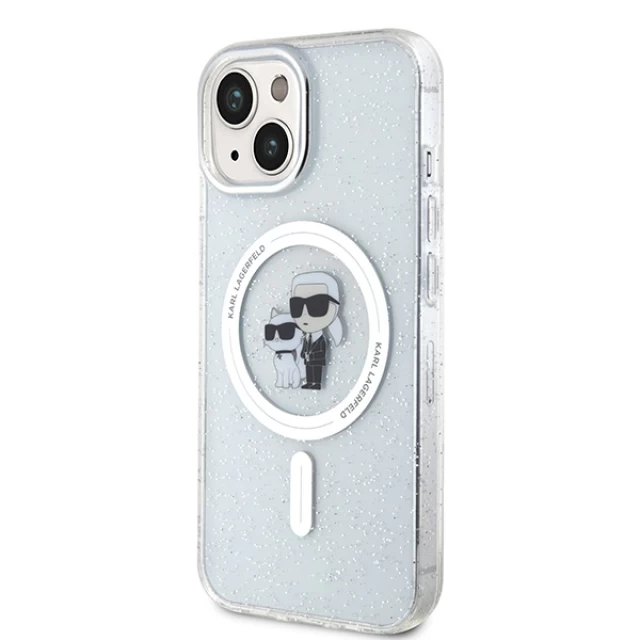 Чохол Karl Lagerfeld Karl&Choupette Glitter для iPhone 15 Transparent with MagSafe (KLHMP15SHGKCNOT)