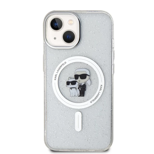 Чехол Karl Lagerfeld Karl&Choupette Glitter для iPhone 15 Transparent with MagSafe (KLHMP15SHGKCNOT)