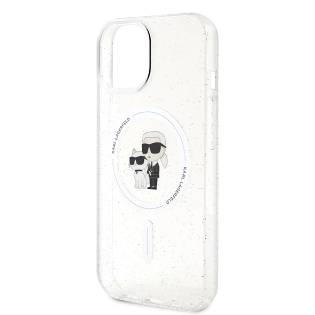 Чехол Karl Lagerfeld Karl&Choupette Glitter для iPhone 15 Transparent with MagSafe (KLHMP15SHGKCNOT)