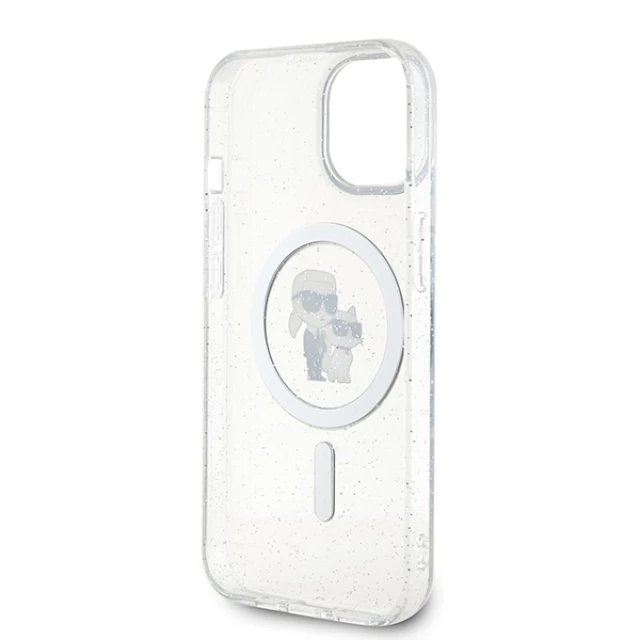 Чехол Karl Lagerfeld Karl&Choupette Glitter для iPhone 15 Plus Transparent with MagSafe (KLHMP15MHGKCNOT)