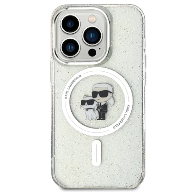 Чехол Karl Lagerfeld Karl&Choupette Glitter для iPhone 15 Pro Transparent with MagSafe (KLHMP15LHGKCNOT)